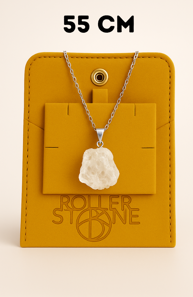 Box pendentif brut couleur argent - 55 cm (Chaîne +Bélière+Boite)