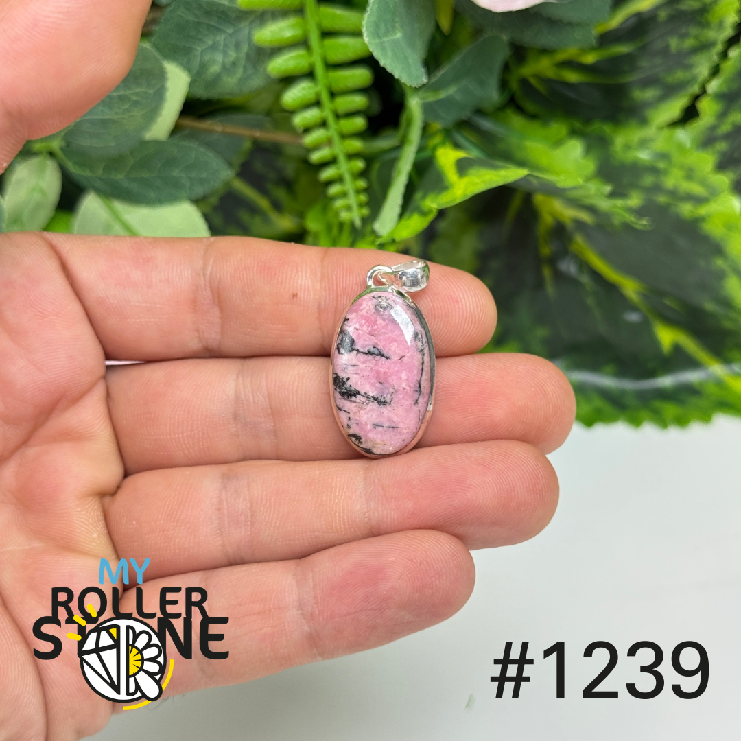 Pendentif argent 925 rhodonite #1239