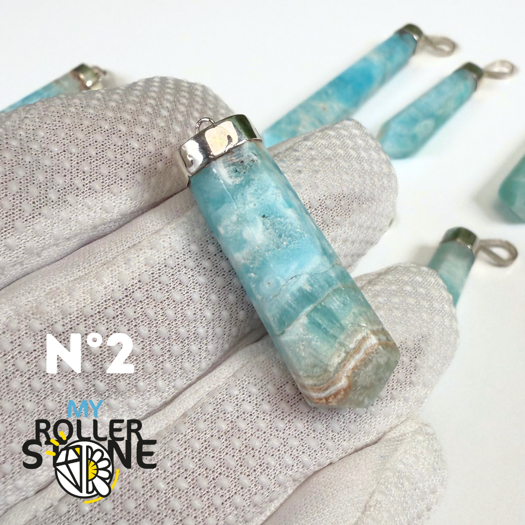 Pendentif Aragonite Bleue et Argent