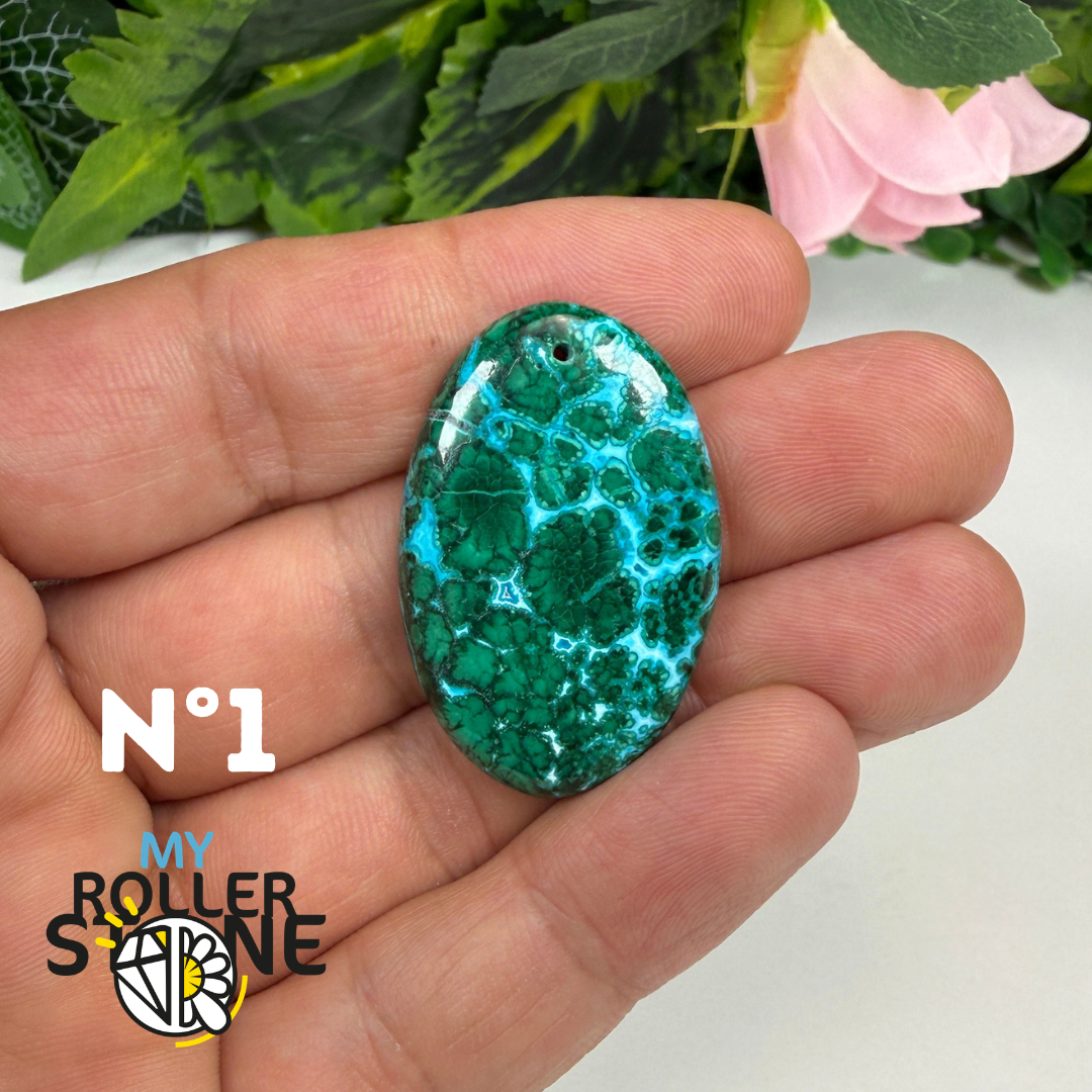 Pendentif Malachite Chrysocolle Percé 5A