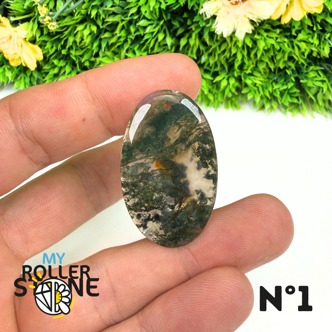 Pendentif Percé Agate Mousse Naturelle 5A