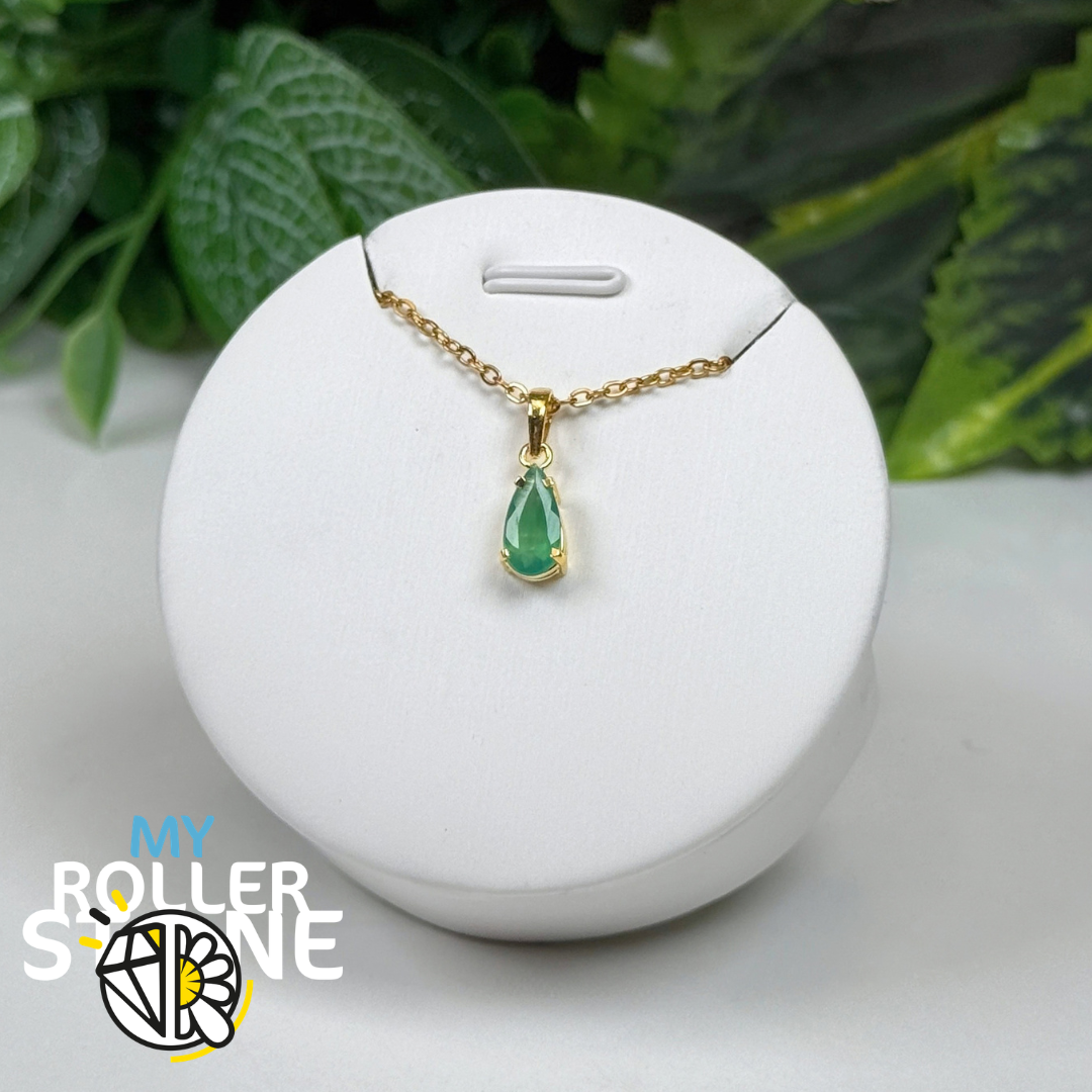 Pendentif Chrysoprase du Brésil et Argent 925 Plaqué Or #2