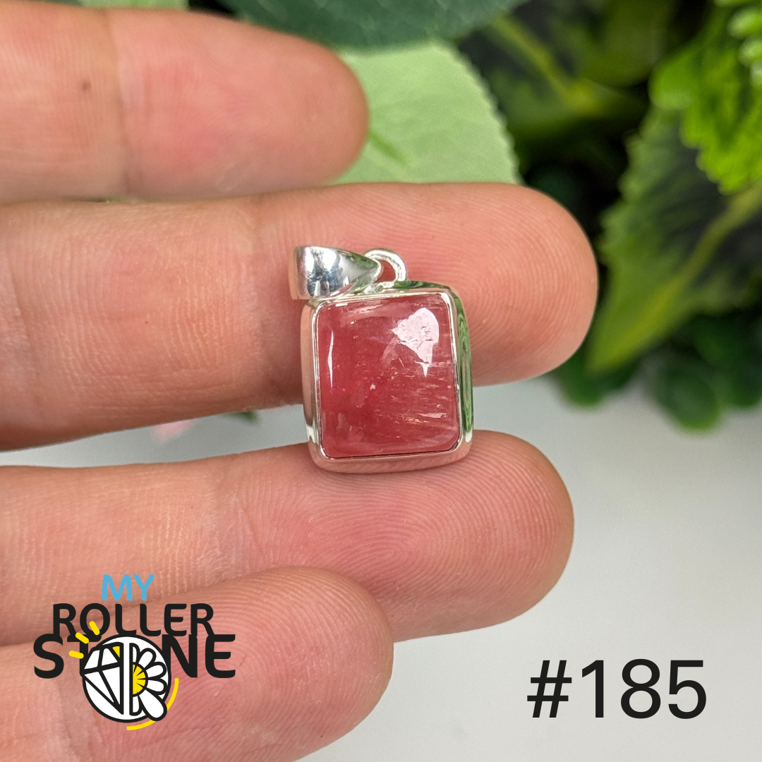 Pendentif argent 925 rhodochrosite translucide #P185