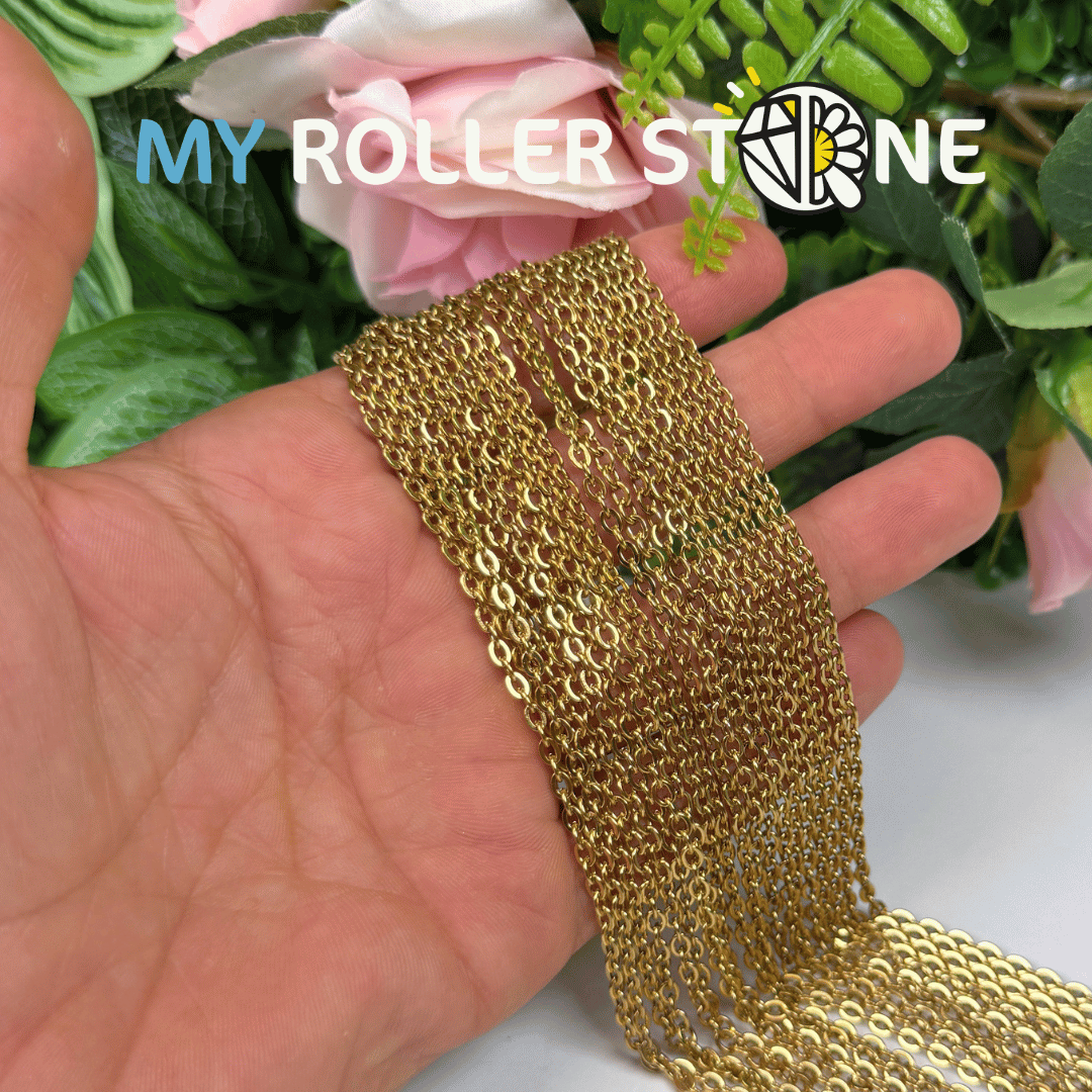Chaîne Acier Inoxydable Doré Maille Ovale Fine