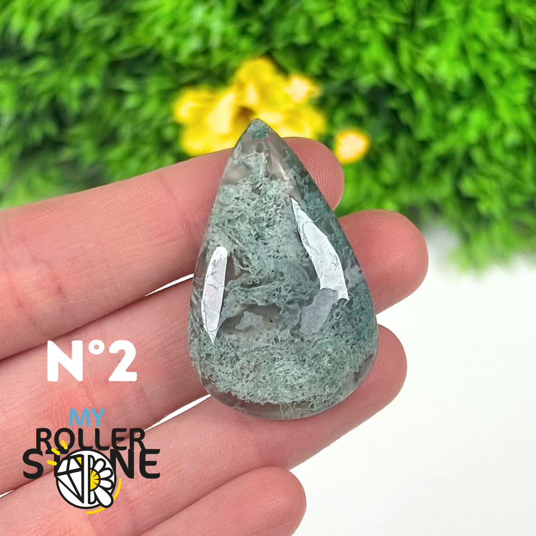 Pendentif Agate Mousse percé 5A