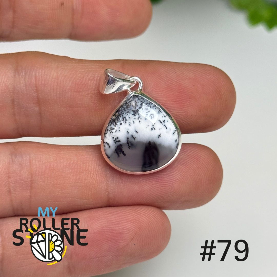 Pendentif argent 925 opale dendritique #OP79