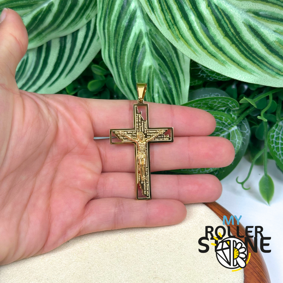 Pendentif Croix de Jésus Doré en acier inoxydable 304
