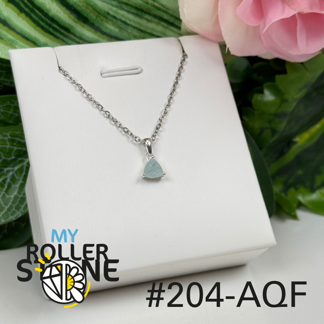 Pendentif argent aigue-marine facettée #4AQF