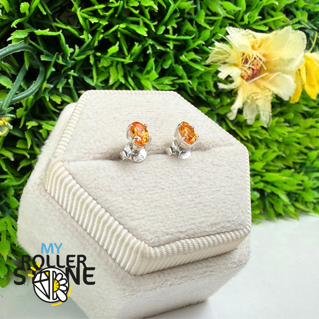 Boucles d’Oreilles Puce Grenat Mandarin Facetté Argent 925 – SBC110-OGF