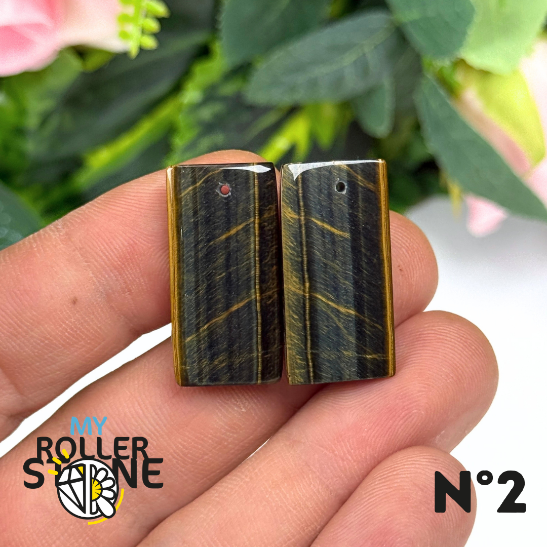 Paire de Cabochon percé en Oeil de Faucon pour Boucles d'oreilles