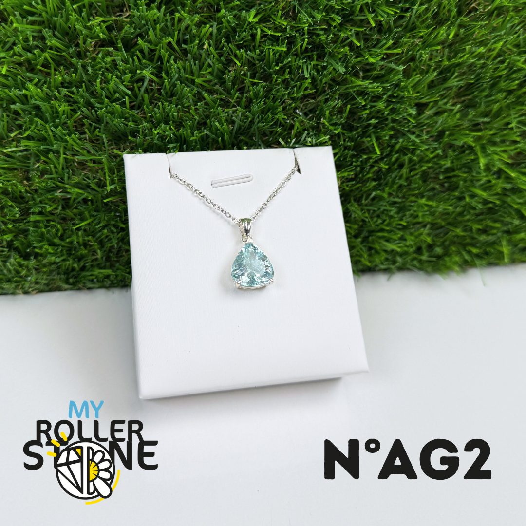 Pendentif Aigue-Marine Facettée Argent 925 #AG2