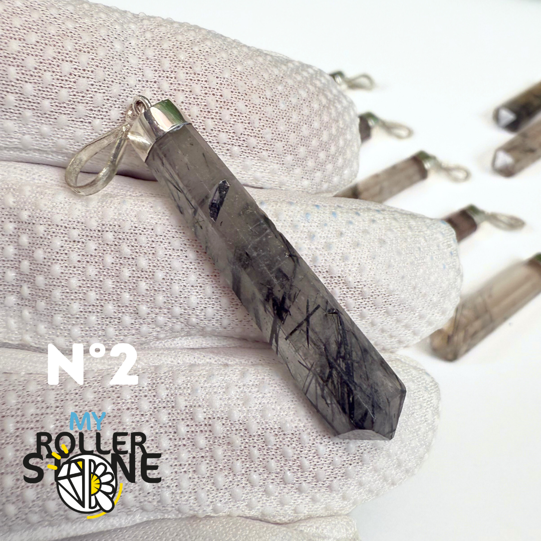 Pendentif Quartz Tourmaliné et Argent