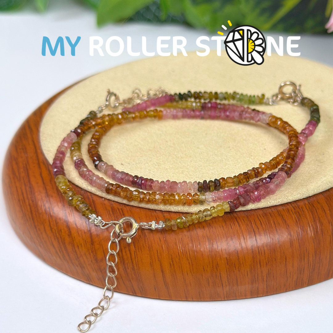 Bracelet en Tourmaline facettée multicolore avec fermoir