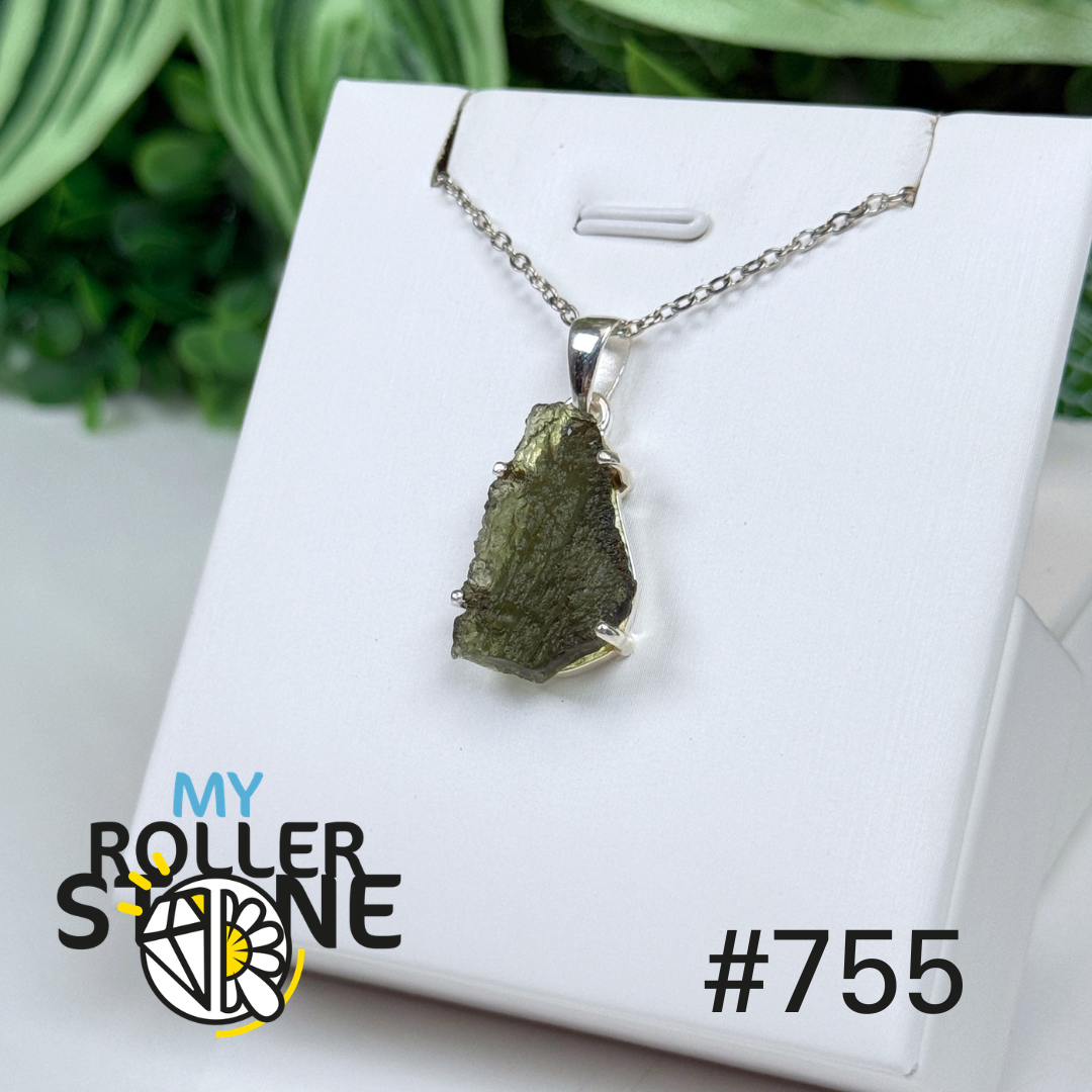 Pendentif argent moldavite #P755