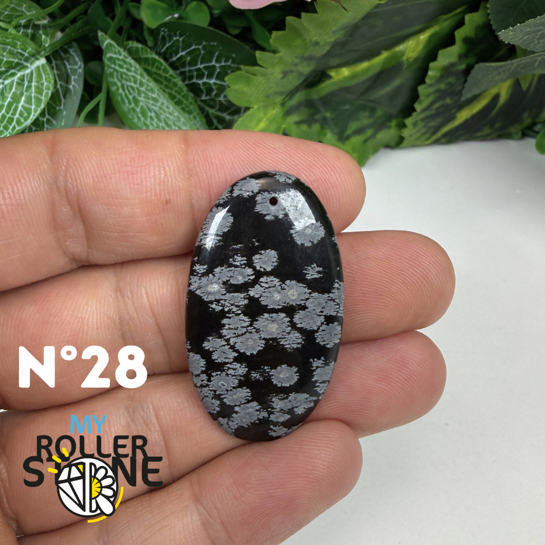 Pendentif Obsidienne flocon de neige 5A percé