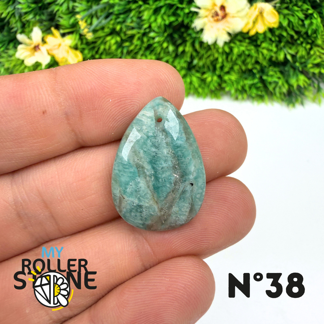 Pendentif Percé Amazonite et Quartz Fumé (Rare)