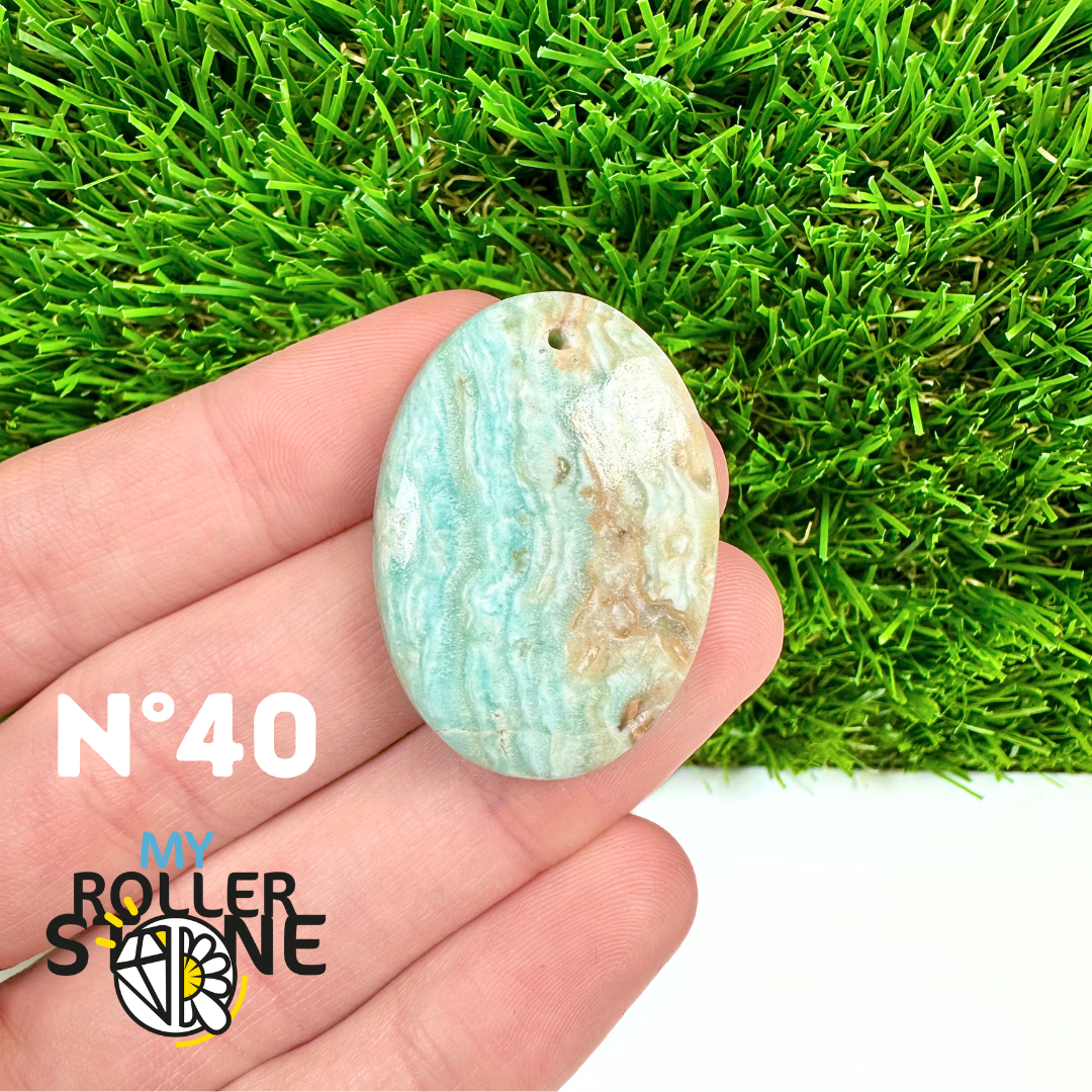 Pendentif Percé Calcite Cambrienne Bleue 5A