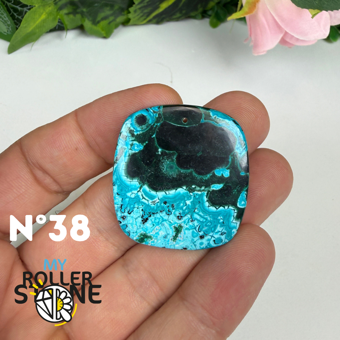 Pendentif Malachite Chrysocolle Percé 5A