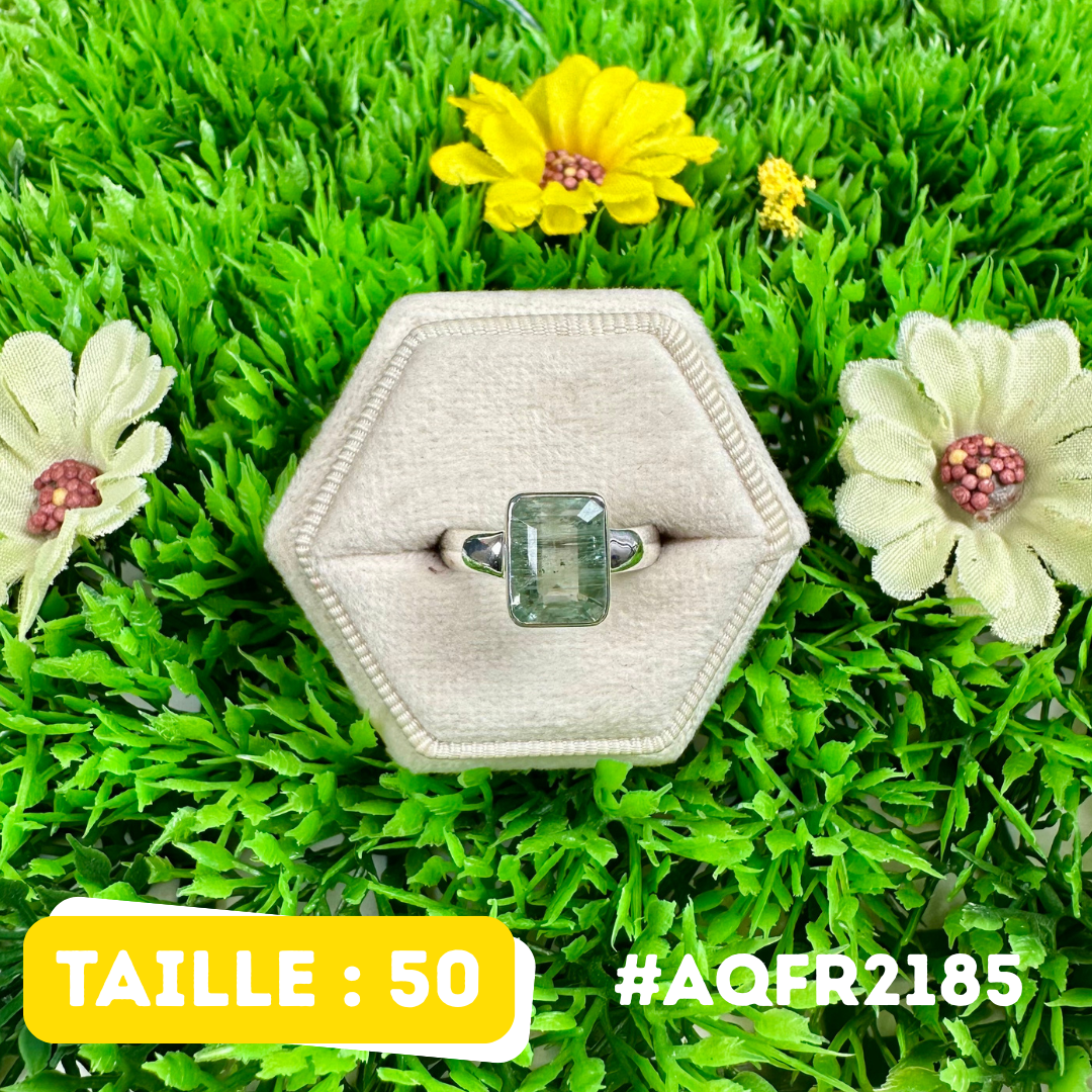 Bague Argent 925 Aigue-Marine Facettée #AQFR2185