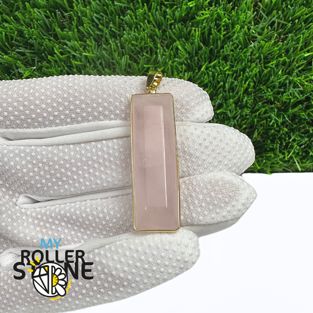 Pendentif rectangulaire Quartz Rose