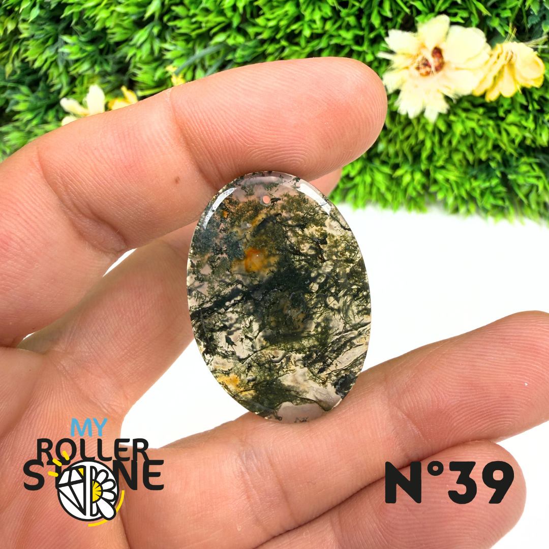 Pendentif Percé Agate Mousse Naturelle 5A