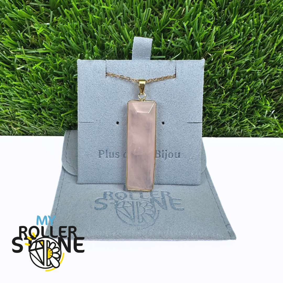 Pendentif rectangulaire Quartz Rose