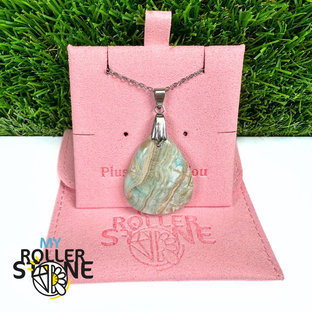 Pendentif Percé Calcite Cambrienne Bleue 5A