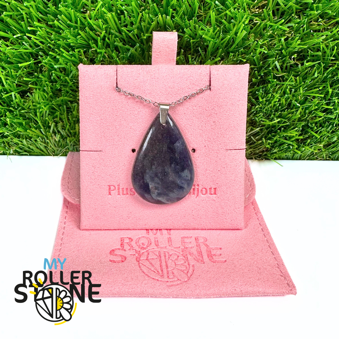 Pendentif Percé Iolite et Pierre de Soleil 5A