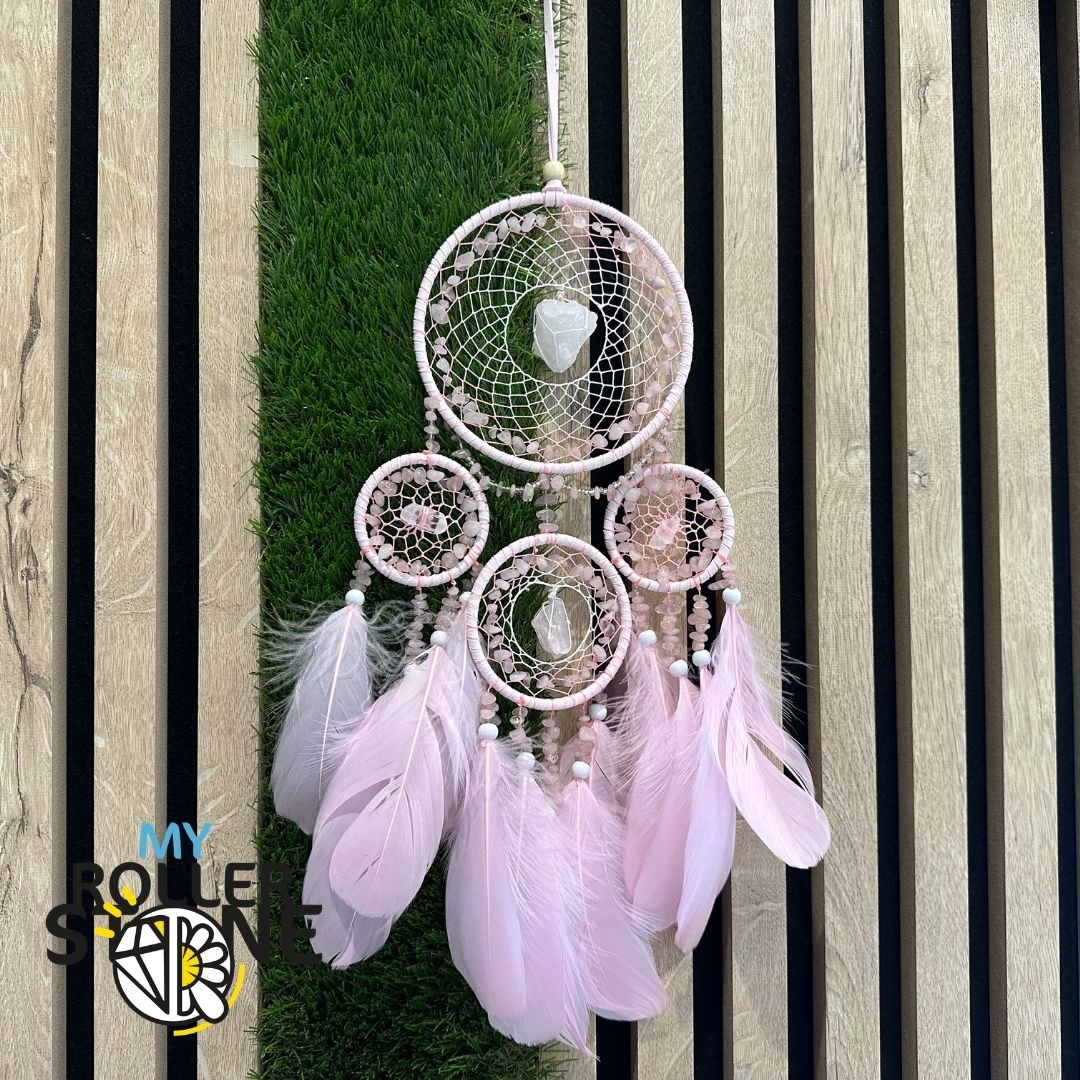 Attrape Rêve Quartz Rose & Cristal De Roche