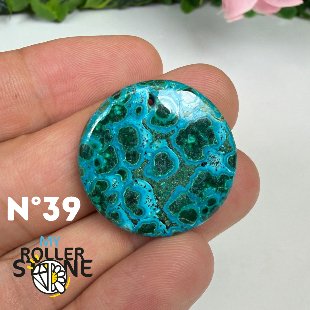 Pendentif Malachite Chrysocolle Percé 5A
