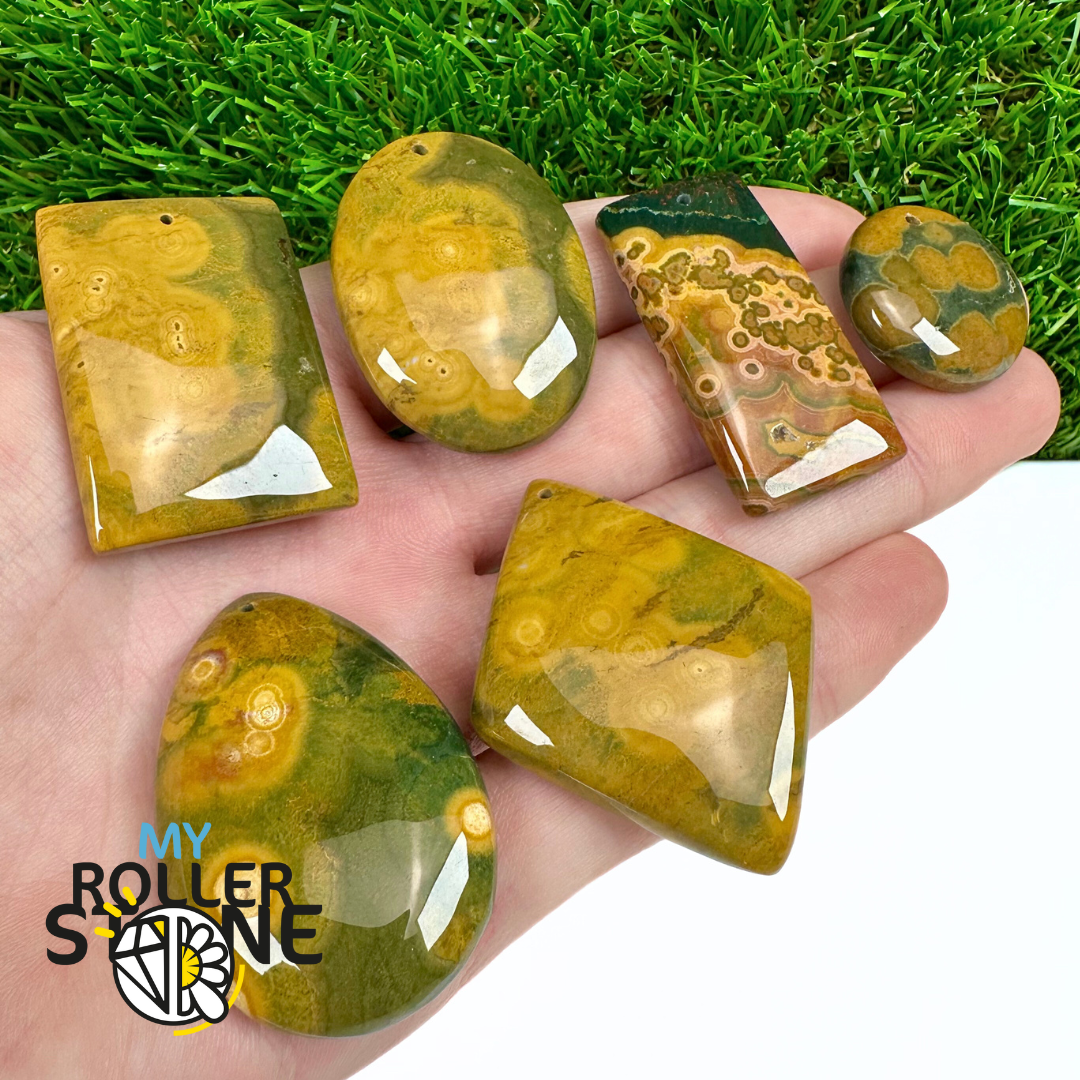 Pendentif Percé Jaspe Océan 5A