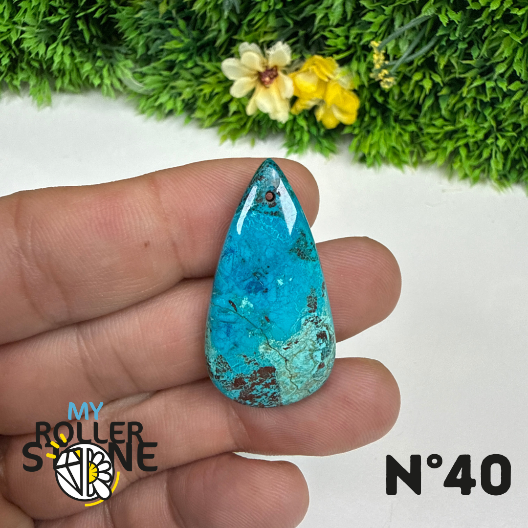 Pendentif Percé Shattuckite avec Cuprite