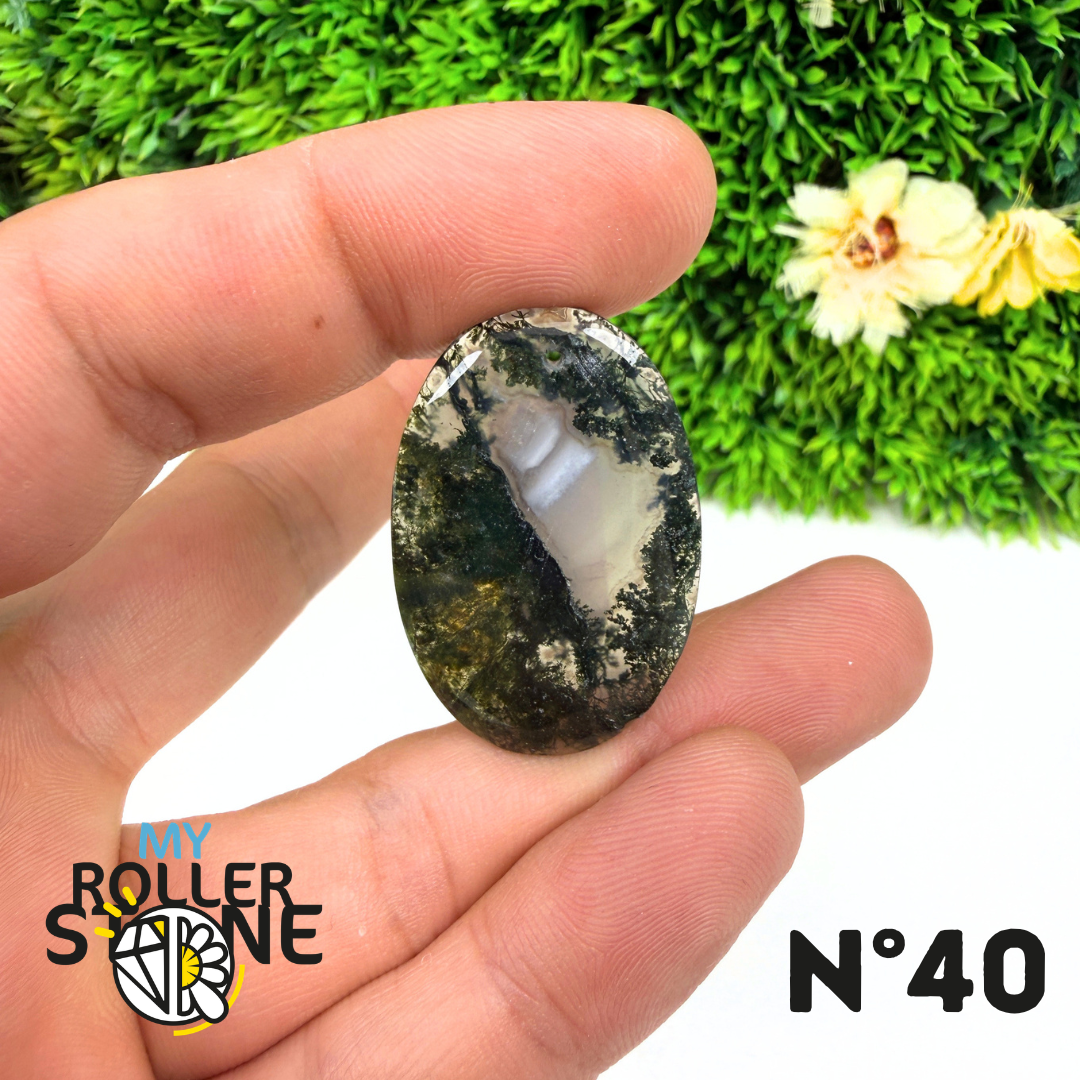 Pendentif Percé Agate Mousse Naturelle 5A