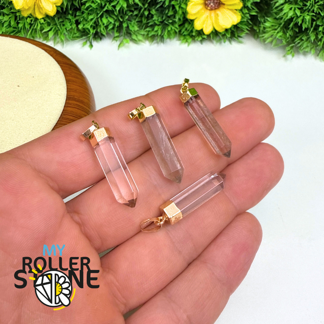 Pendentif Quartz fumé pointe serti