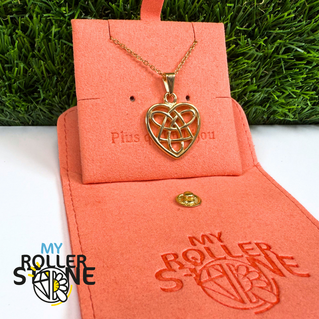 Pendentif Triskèle Coeur acier inoxydable doré