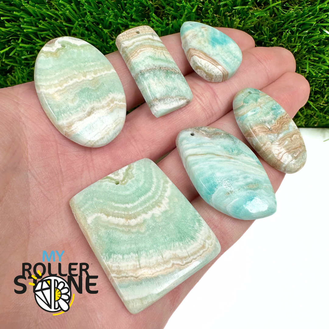 Pendentif Percé Calcite Cambrienne Bleue 5A