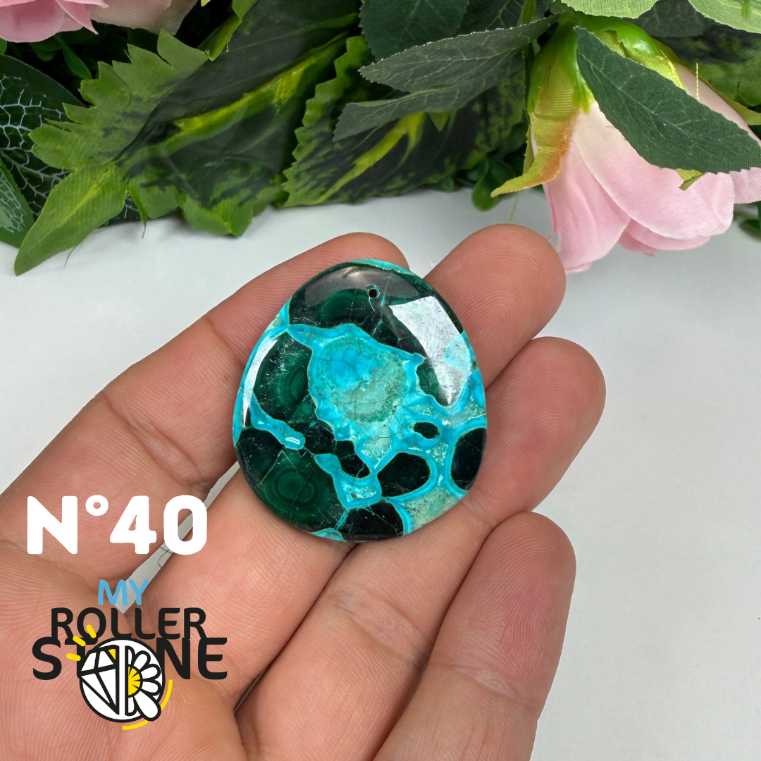 Pendentif Malachite Chrysocolle Percé 5A