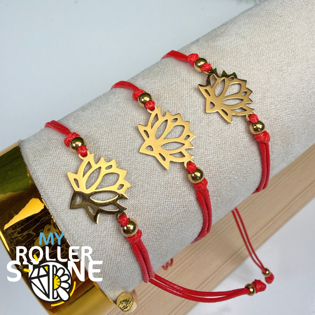Bracelet Fleur de Lotus Réglable – Acier Inoxydable Doré