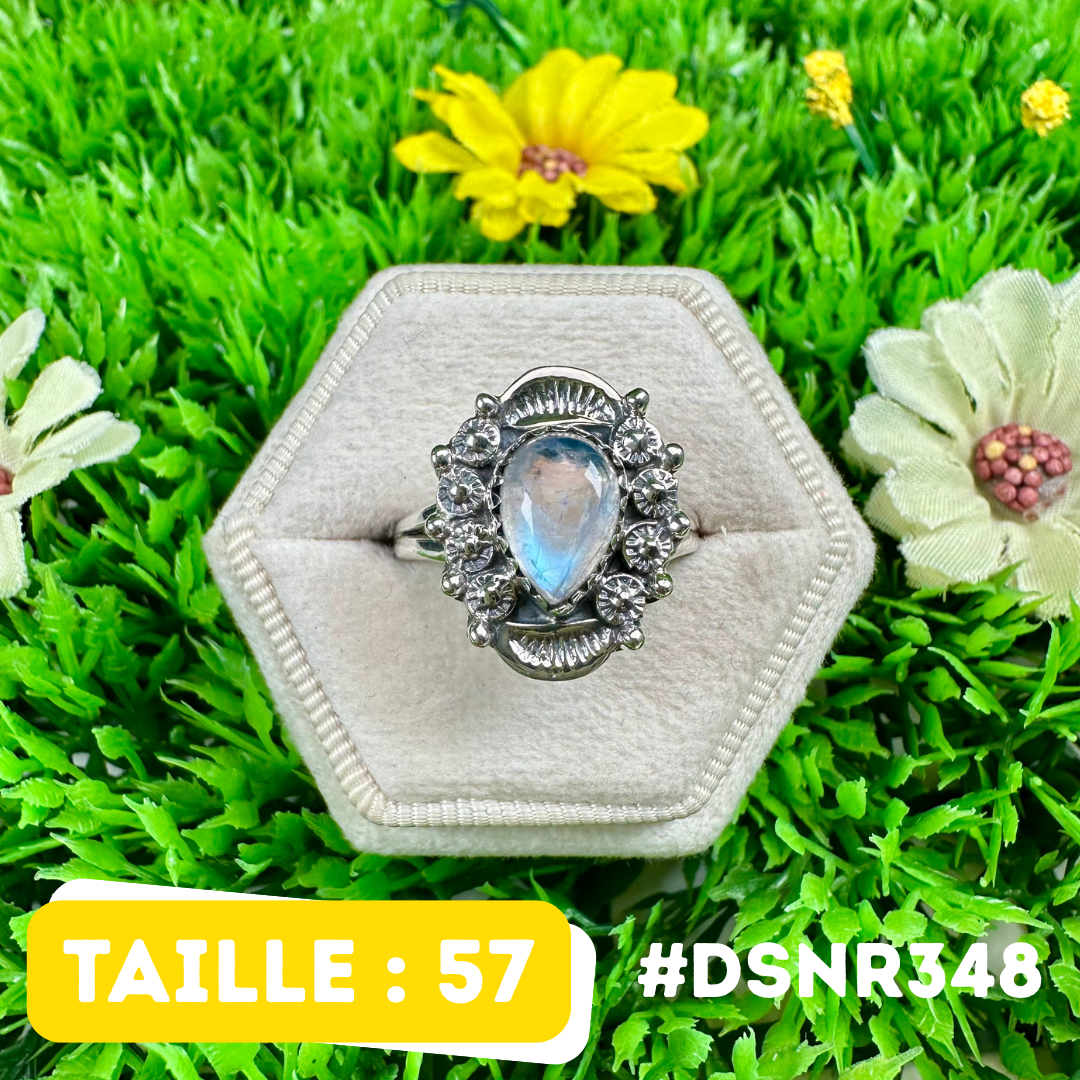 Bague Design Fleurs Labradorite en Argent 925 #DSNR348