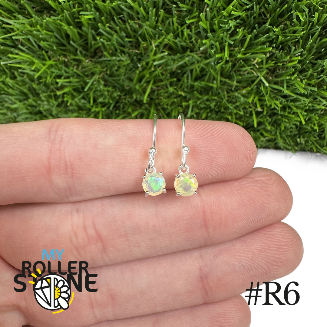 Boucles d'oreilles Opale Éthiopienne Rond 5X5 MM En Argent 925 #R6