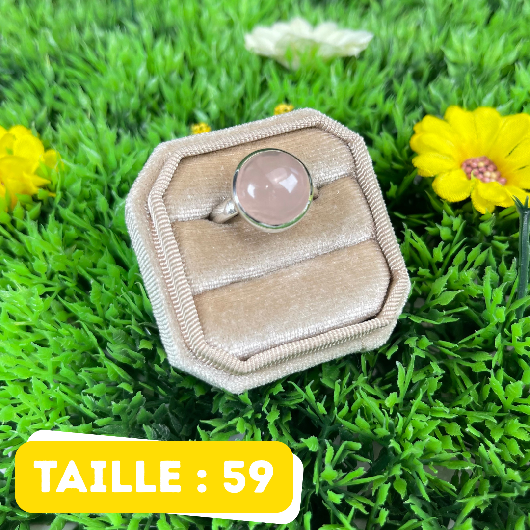 Bague Argent en Quartz rose #145