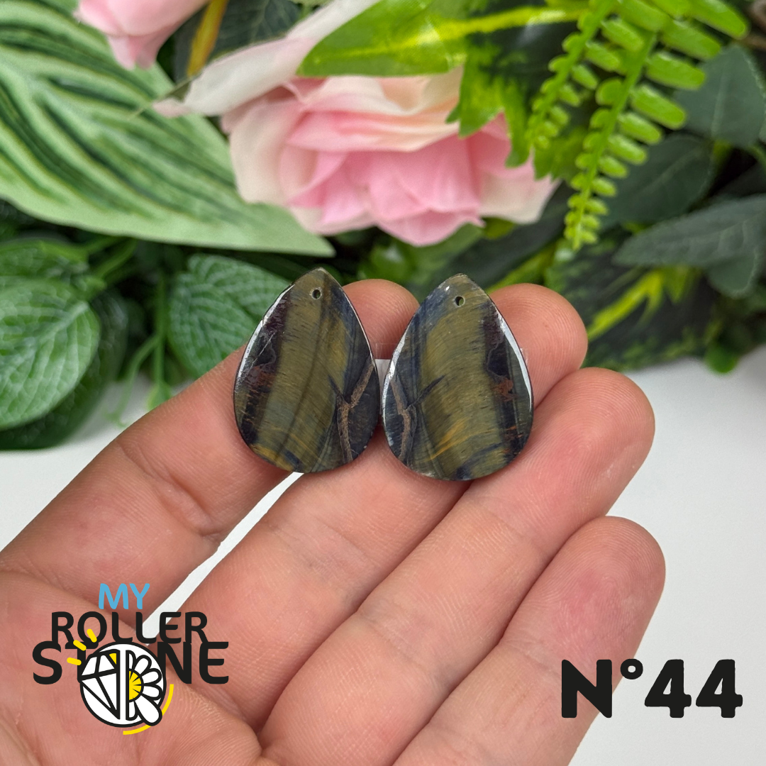 Paire de Cabochon percé en Oeil de Faucon pour Boucles d'oreilles