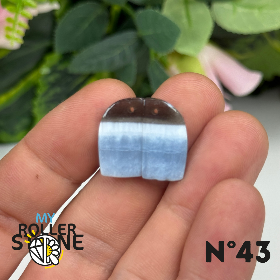 Paire de Cabochons percé en Opale bleue pour Boucles d'oreilles