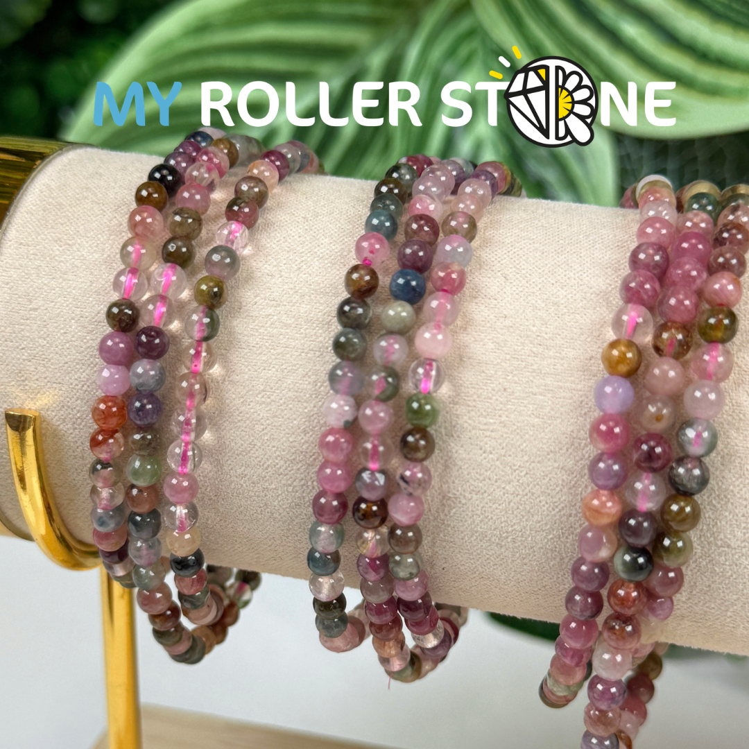 Bracelet Triple Tourmaline multicolore 4mm