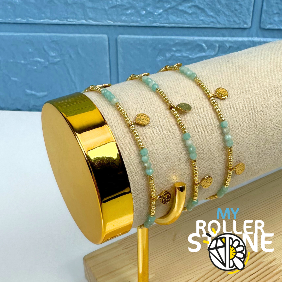 Bracelet acier inoxydable perles naturelles facettée