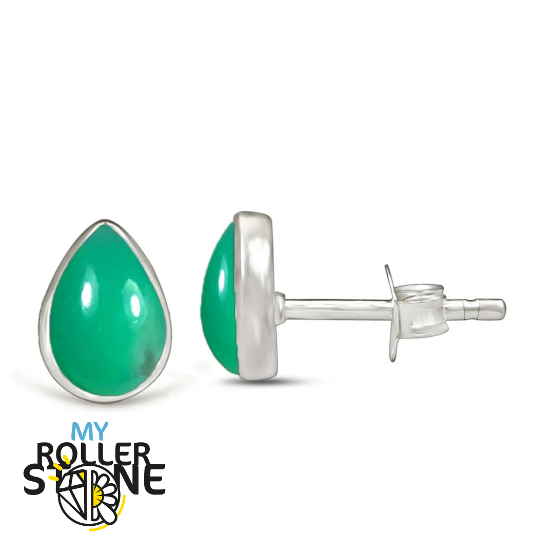 Boucles d&#39;oreilles Chrysoprase Poire 7X5 MM