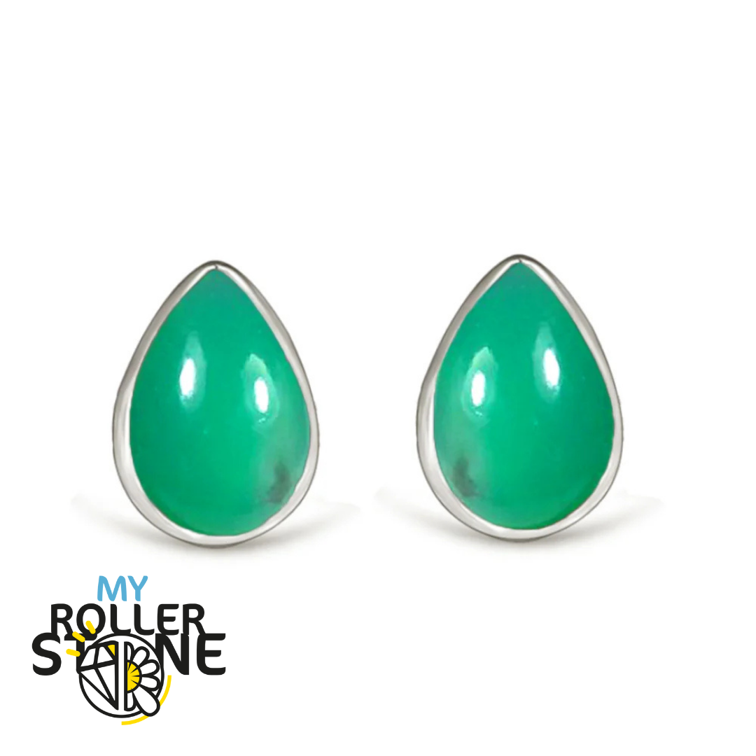 Boucles d&#39;oreilles Chrysoprase Poire 7X5 MM