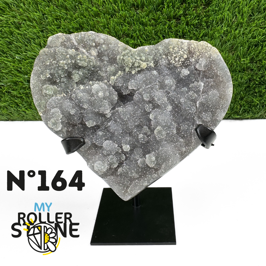Géode Coeur Améthyste sur Support Métal #164
