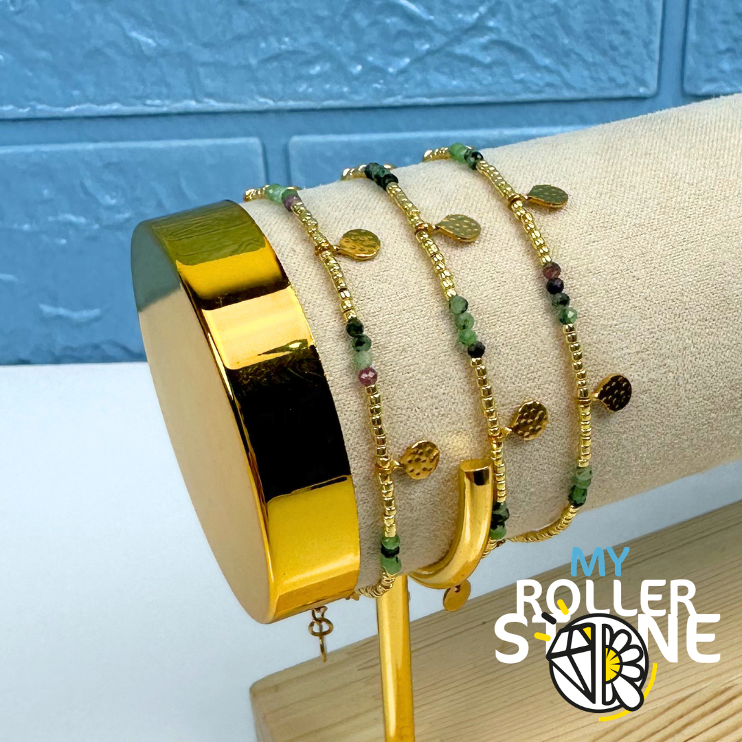 Bracelet acier inoxydable perles naturelles facettée