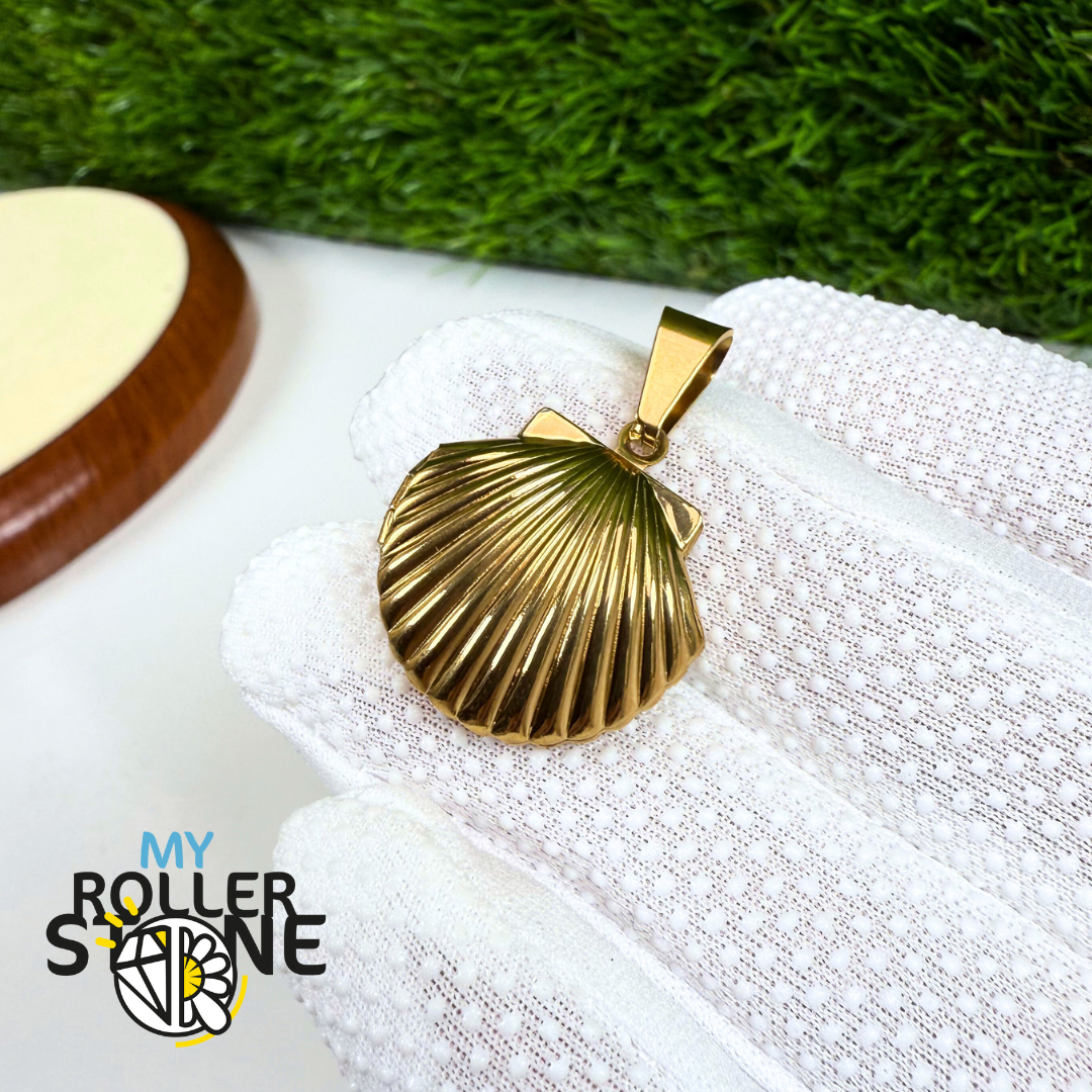 Pendentif avec photo coquille st jaque en acier inoxydable